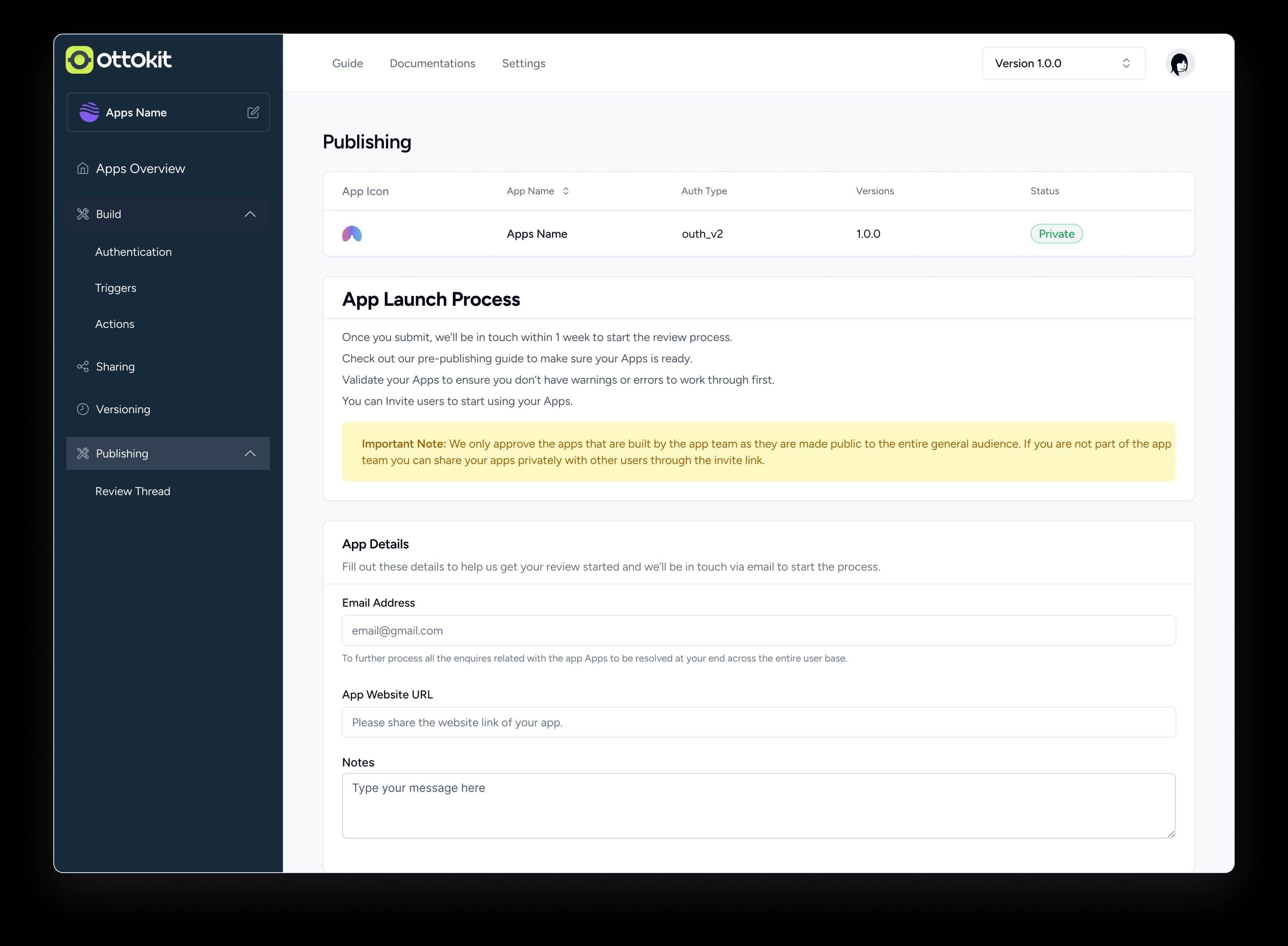 Publish Apps